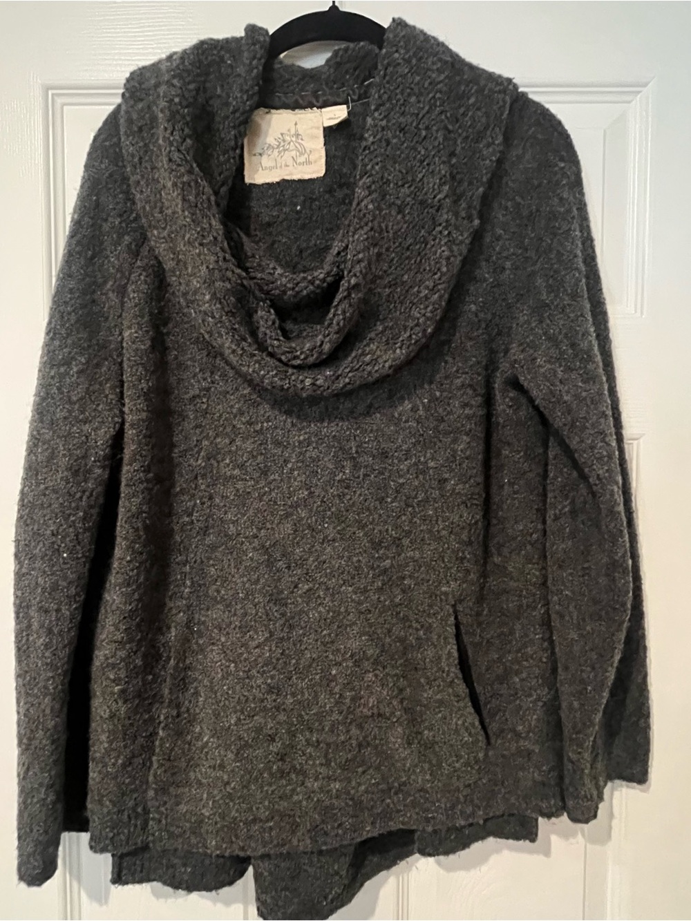 NWOT Anthropologie Angel Of The North Dark Charcoal Cowl Pullover Sweater